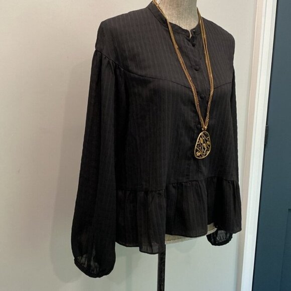 Samsoe Black Long Sleeve Blouse - Picture 4 of 16